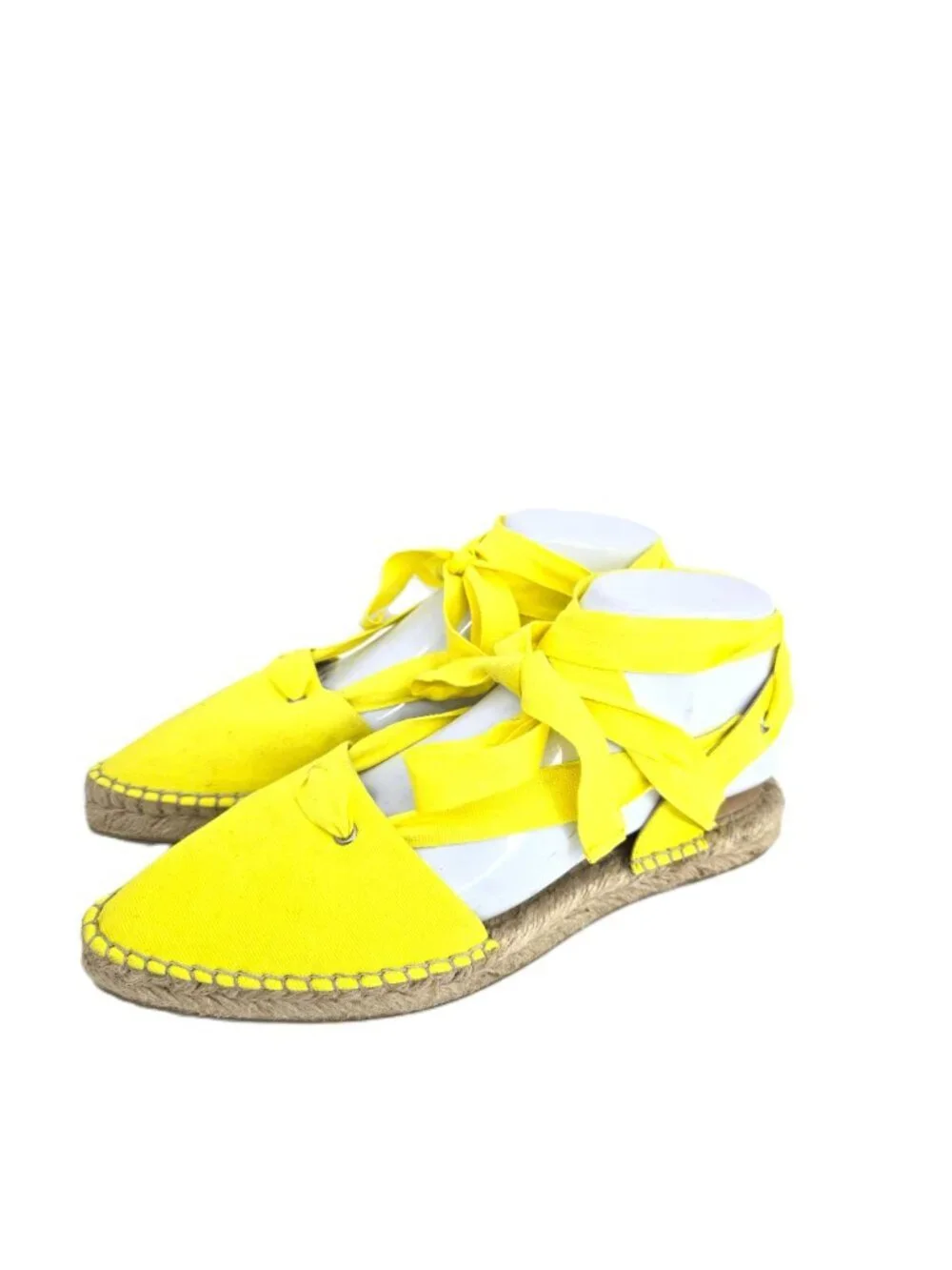 J Crew Yellow Almond Toe Platform Gladiator Espadrille Lace Up Sandals Size 8